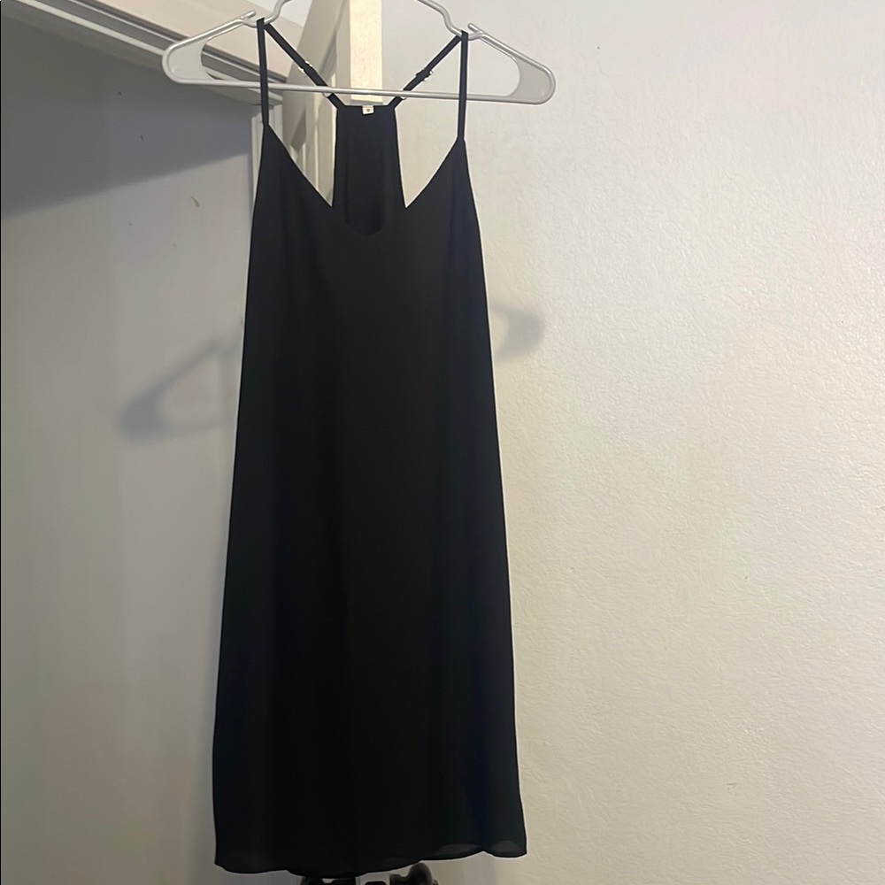 Black Spaghetti Strap Backless Slip Dress